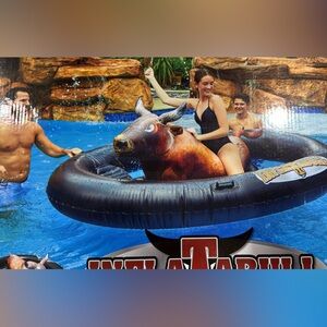 Inflatable Bull Ride-On Pool Float - Black and Brown